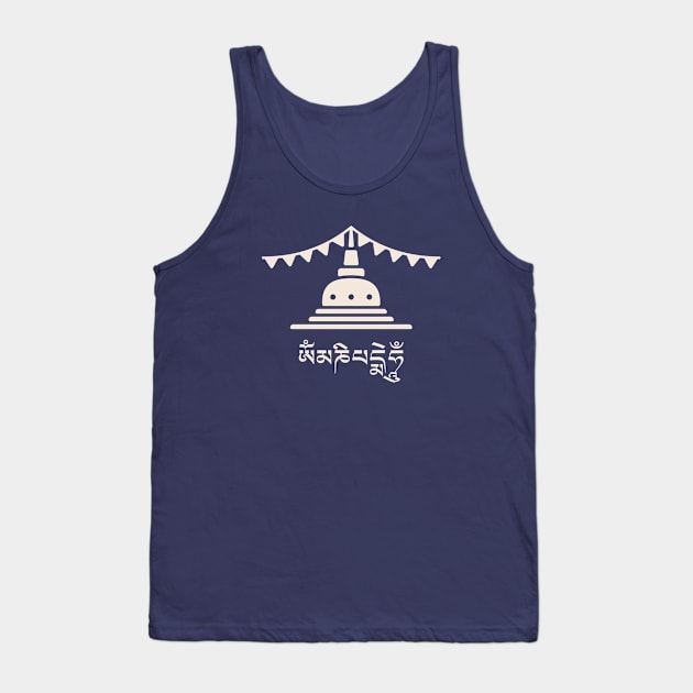 Tibetan Stupa Om Mani Padme Hum - Light Tank Top by footloosefabric